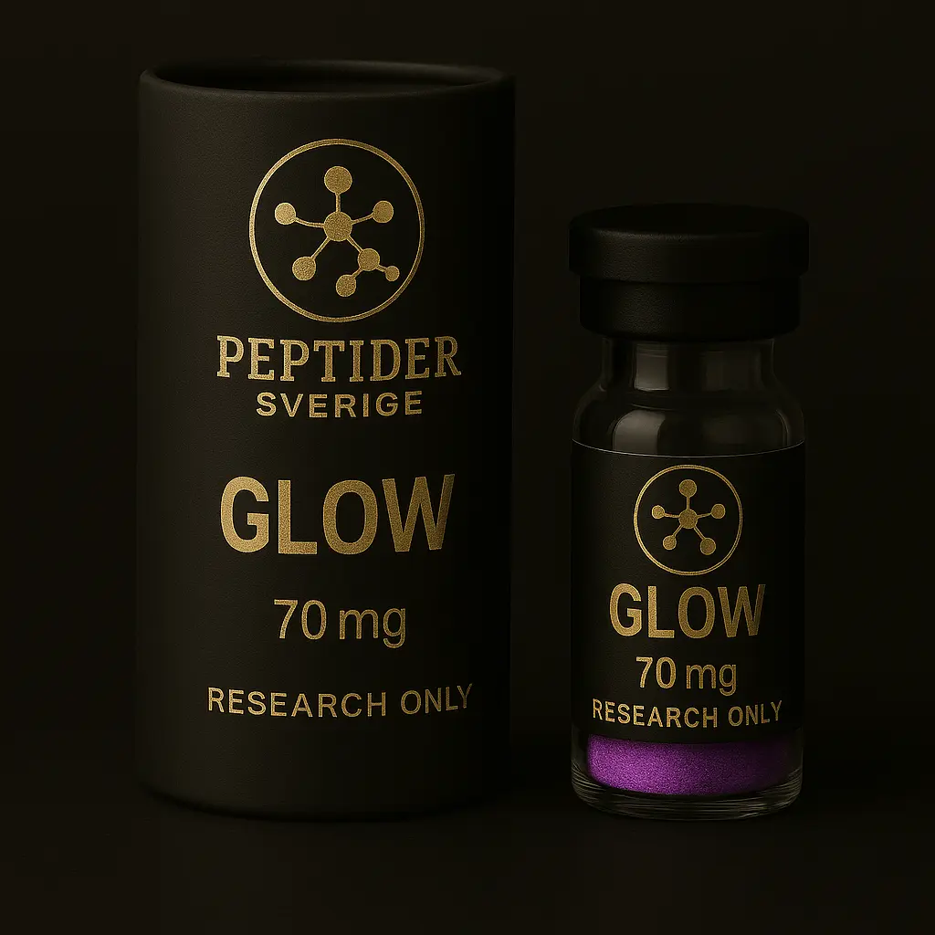 Glow 70 mg från Peptider Sverige – exklusiv peptidkombination med GHK-Cu, TB-500 & BPC-157 för återhämtning, hudhälsa och välbefinnande